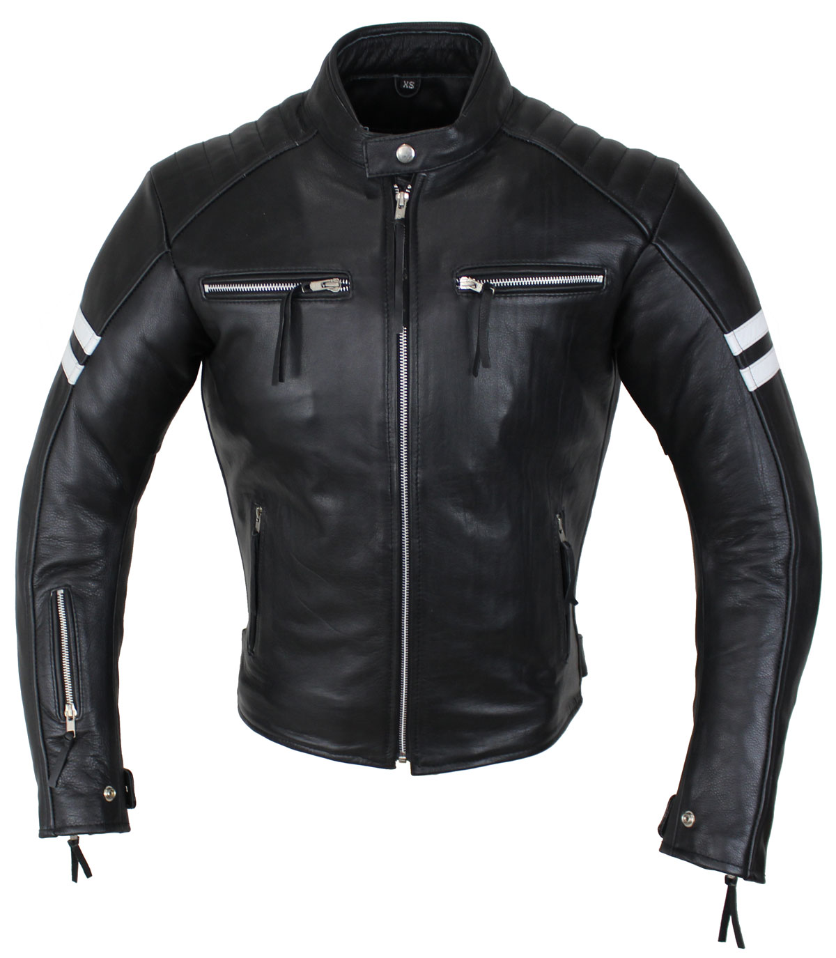 Motorrad & Freizeit Leder Jacke Biker Custom Rindleder Jacket Retro Protektoren 